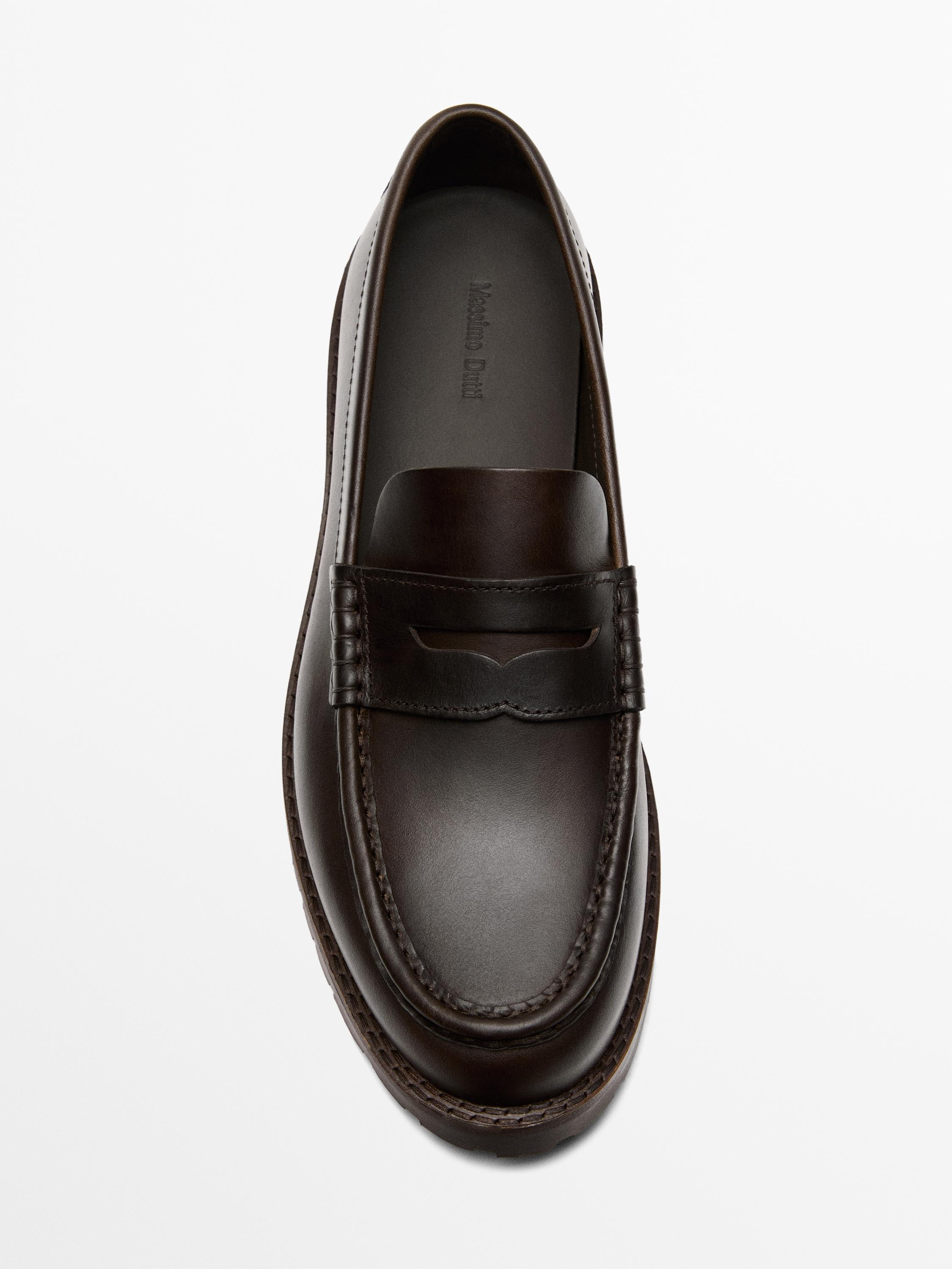 Moc toe loafers with track sole